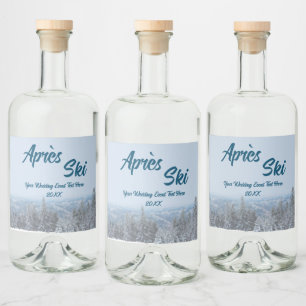 Snowy Mountain Forest Apres Ski Wedding Event Liquor Bottle Label