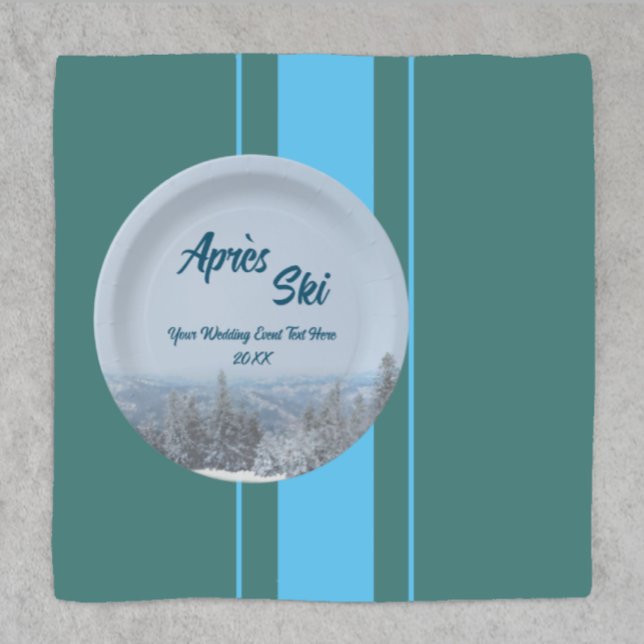 Snowy Mountain Forest Apres Ski Wedding Event Paper Plate (Creator Uploaded)