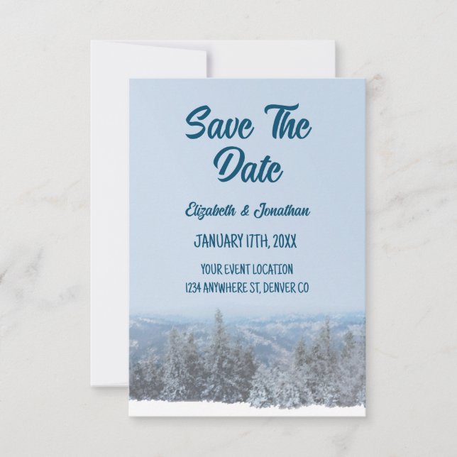 Snowy Mountain Forest Save The Date (Front)