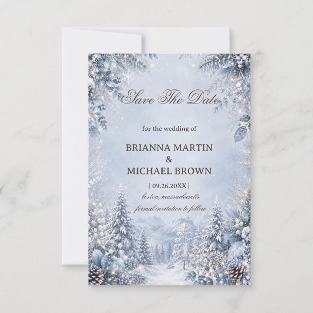 Snowy Mountain Forest Save The Date (Front)