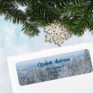 Snowy Mountain Forest Wedding Event Return Address Label