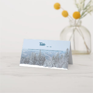 Snowy Mountain Forest Wedding Place Card