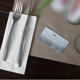 Snowy Mountain Forest Wedding Place Card