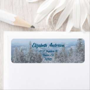Snowy Mountain Forest Wedding Return Address Label