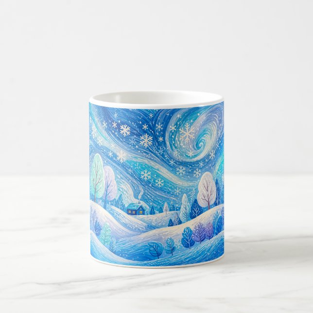 Snowy mountain forest with drifting snow coffee mug (Center)