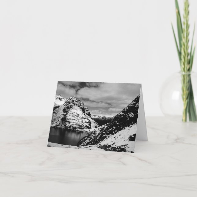 Snowy Mountain Lake Clouds Landscape Note Card (Front)