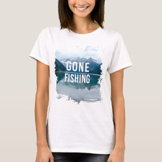 Snowy Mountain Lake Gone Fishing T-Shirt