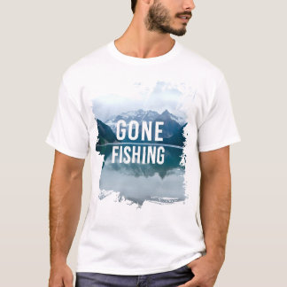 Snowy Mountain Lake Gone Fishing T-Shirt