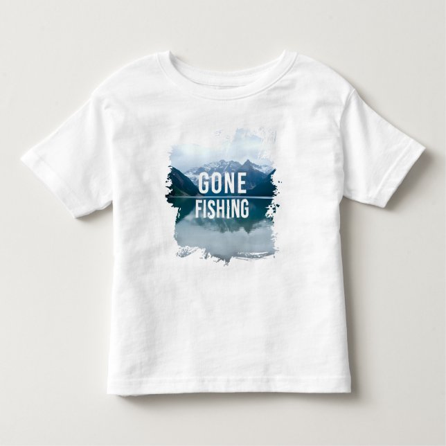 Snowy Mountain Lake Gone Fishing Toddler T-Shirt (Front)