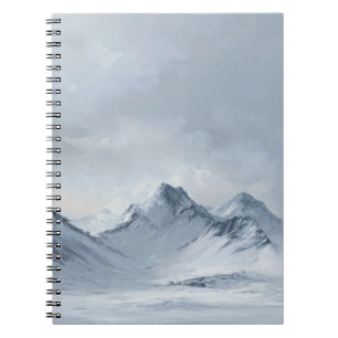 Snowy Mountain Misty Blue Landscape Notebook