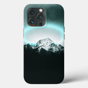 Snowy mountain mysterious blue neon light iPhone 13 pro case