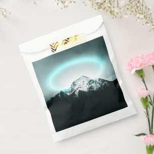 Snowy mountain mysterious blue neon light favour bag