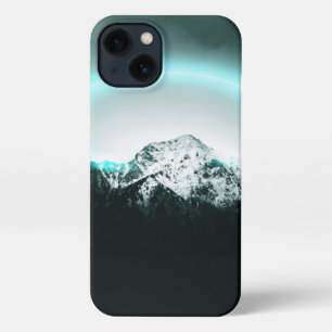 Snowy mountain mysterious blue neon light iPhone 13 case