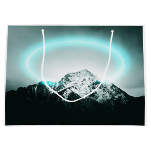 Snowy mountain mysterious blue neon light large gift bag