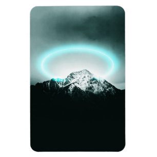 Snowy mountain mysterious blue neon light magnet