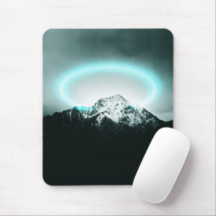 Snowy mountain mysterious blue neon light mouse pad