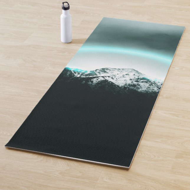 Snowy mountain mysterious blue neon light yoga mat (In Situ)