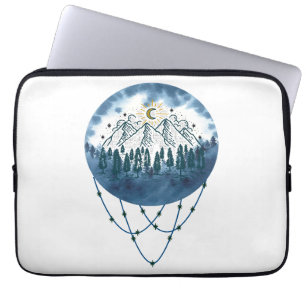 Snowy Mountain Pine Tree Nature Adventure Outdoor Laptop Sleeve