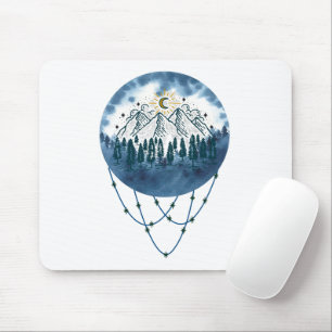 Snowy Mountain Pine Tree Nature Adventure Outdoor Mouse Pad