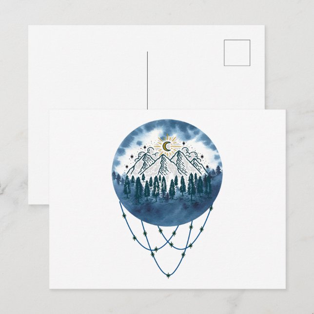 Snowy Mountain Pine Tree Nature Adventure Outdoor Postcard (Front/Back)