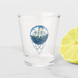 Snowy Mountain Pine Tree Nature Adventure Outdoor Shot Glass