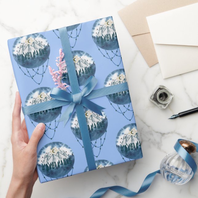 Snowy Mountain Pine Tree Nature Adventure Outdoor Wrapping Paper (Gifting)