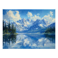 Snowy Mountain Range with Crystal Clear Alpine Lak