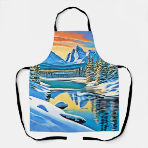 Snowy Mountain Reflection Apron