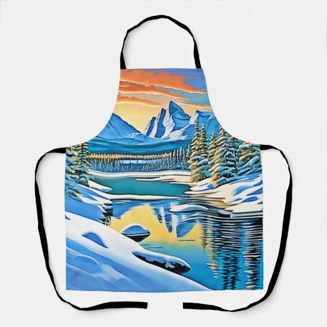 Snowy Mountain Reflection Apron (Front)