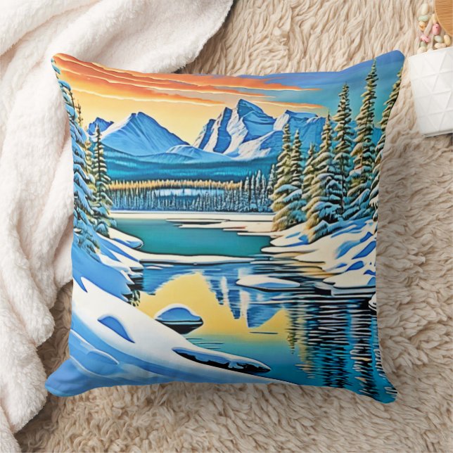 Snowy Mountain Reflection Cushion (Blanket)