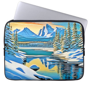 Snowy Mountain Reflection Laptop Sleeve