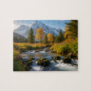 Snowy Mountain Stream Landscape Puzzle