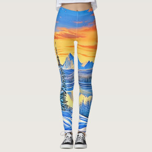 Snowy Mountain Sunset Glow Leggings