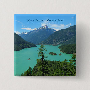 Snowy Mountain Turquoise Lake in Washington 15 Cm Square Badge