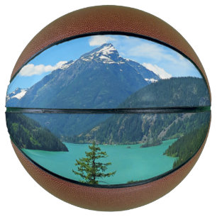 Snowy Mountain Turquoise Lake in Washington Basketball