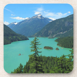 Snowy Mountain Turquoise Lake in Washington Coaster