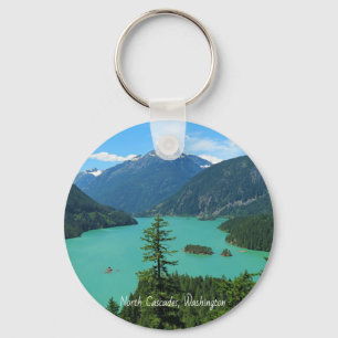 Snowy Mountain Turquoise Lake in Washington Key Ring