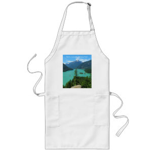 Snowy Mountain Turquoise Lake in Washington Long Apron