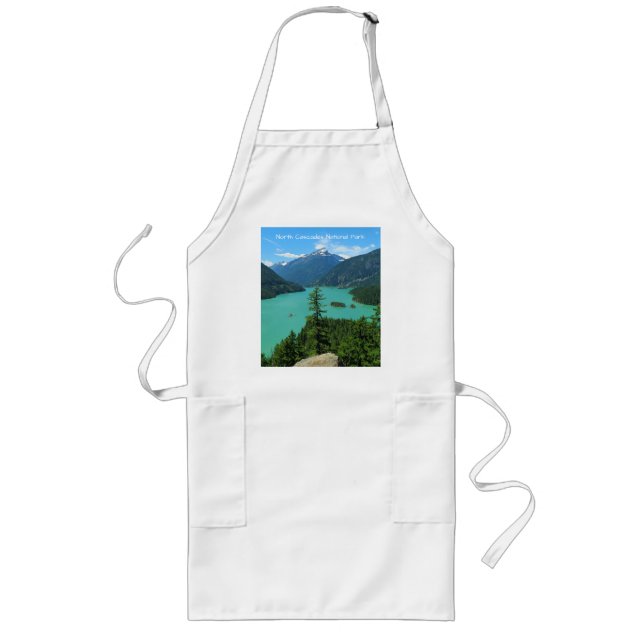 Snowy Mountain Turquoise Lake in Washington Long Apron (Front)