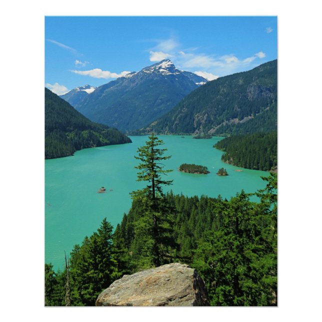 Snowy Mountain Turquoise Lake in Washington Poster (Front)