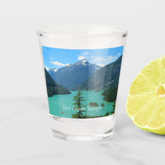 Snowy Mountain Turquoise Lake in Washington Shot Glass
