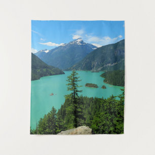 Snowy Mountain Turquoise Lake in Washington Tapestry