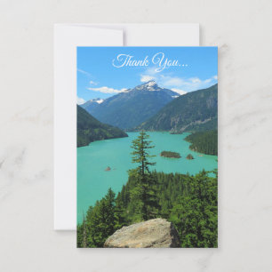 Snowy Mountain Turquoise Lake in Washington Thank You Card