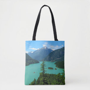 Snowy Mountain Turquoise Lake in Washington Tote Bag