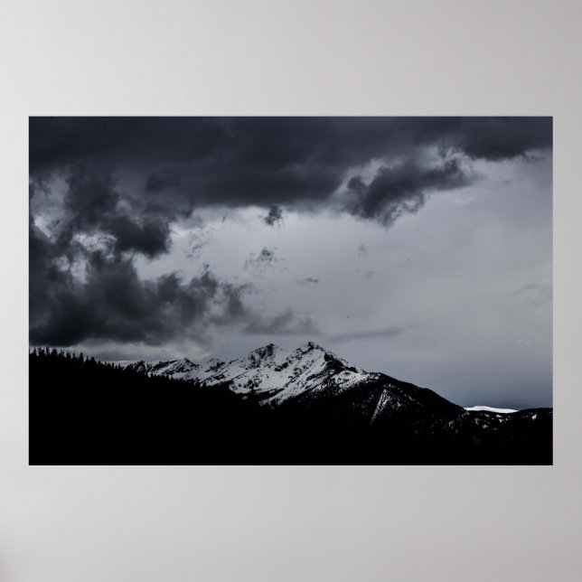 SNOWY MOUNTAIN UNDER DRAMATIC CLOUDS POSTER (Front)
