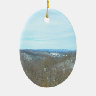 Snowy Mountain West Virginia Overlook Ceramic Tree Decoration