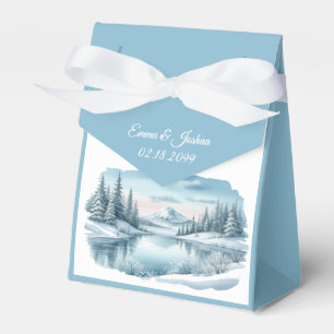 Snowy Mountain Winter Lake Wedding Favour Box