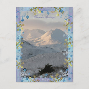 Snowy Mountains at Sunrise Season's Greetings Holiday Postcard