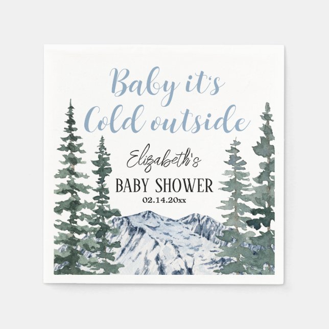 Snowy Mountains Baby It's Cold Outside Napkin (Front)