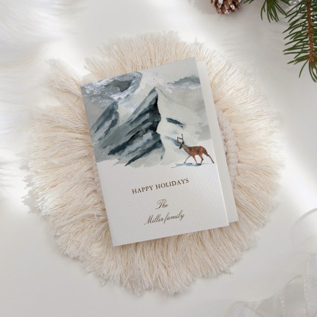 Snowy Mountains Elegant Holiday Foldable Card (Creator Uploaded)